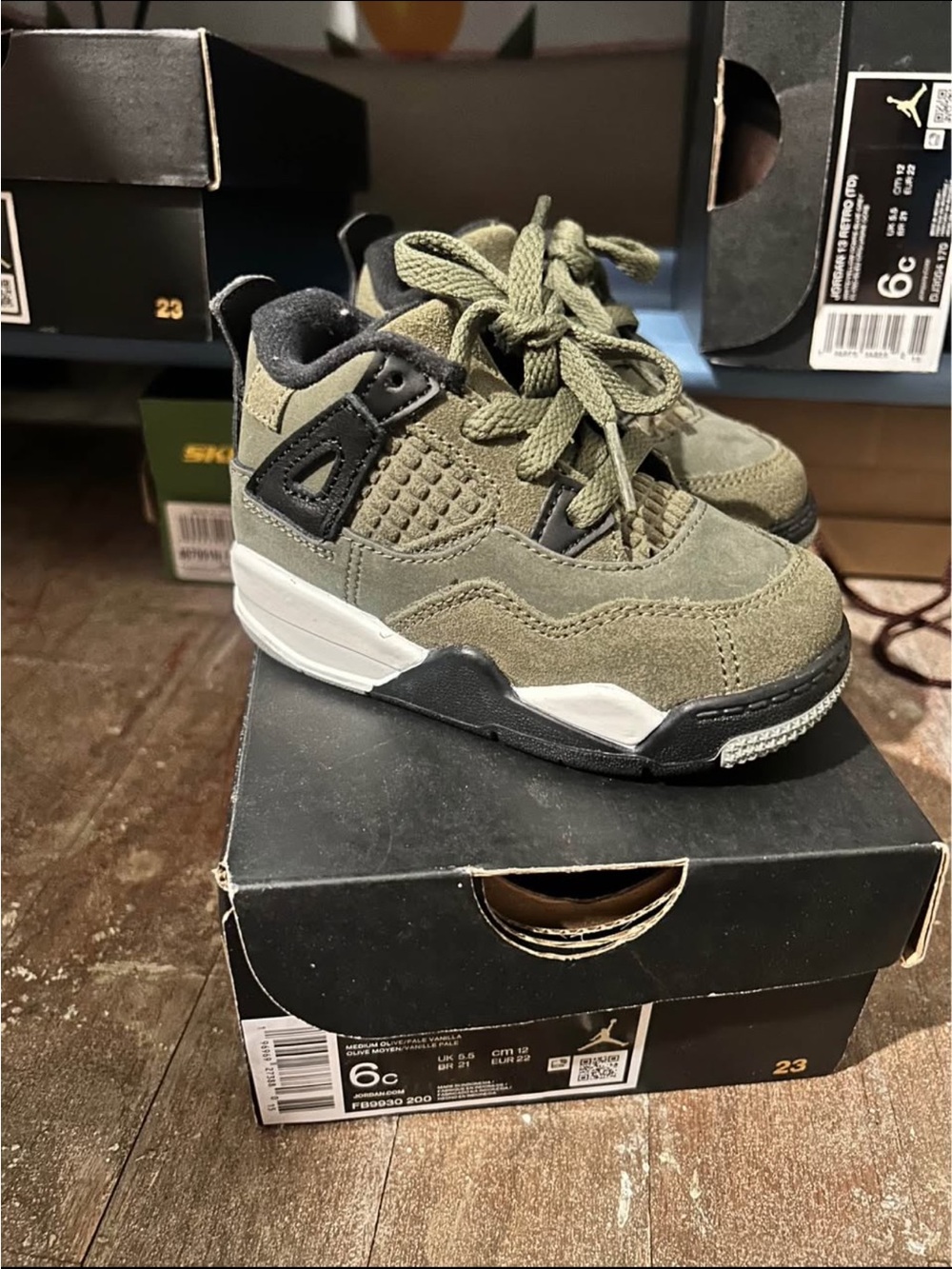 Toddler Air Jordan 4 Retro SE Craft Medium Olive